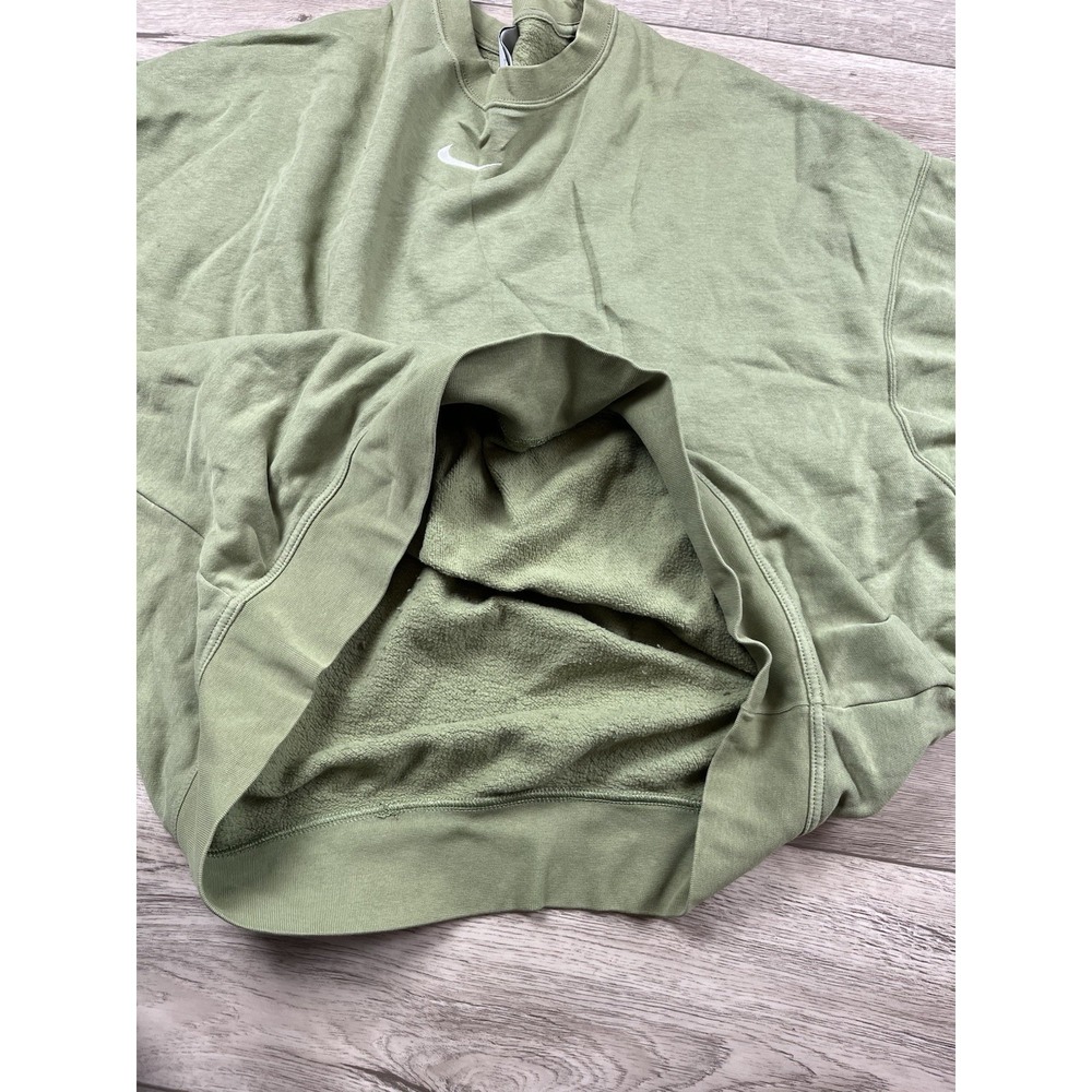 Nike Sweatshirt Men's Medium Olive Green Center Swoosh Crewneck Pullover Casual - Picture 11 of 12